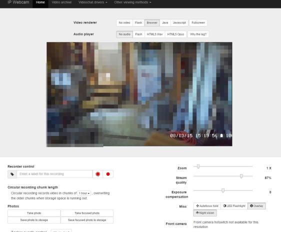 Web broswer camera interface.